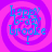 Blue text 'Happy b-day Brooke!' on a pink and purple spiral background with pixelated edges.