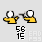Two yellow-shirted figures with white circular heads face each other; one holds a black microphone toward the other against a light gray background.
