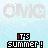 Pixelated text 'IT'S SUMMER!' in rainbow colors on a light blue background with repeated faint 'OMG' watermarks.