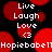 Pixelated red circles on black background with white text 'Live Laugh Love <3' and repeated 'Hopiebabe11' across the image.