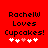 Red background displays "RachellW Loves Cupcakes!" text with five heart icons, two versions show heart color changes from white to pink.