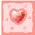 Pixelated heart icon with layered pink and white patterns, surrounded by text reading 'will you be my valentine?' in four quadrants.