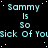 A static digital image displays repeated text in cyan on a black background with white speckles, forming a of identical phrases