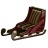 Pixelated static image of a dark red sleigh with a curved front runner and side runners, viewed from a low angle against a white background.