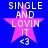Blue background with four identical pixelated pink star icons, each containing white text "SINGLE AND LOVIN IT" and a heart symbol below.