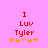Red text 'I Luv Tyler' on pink background with yellow and orange star-like shapes below, two identical frames side-by-side.