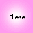 Four identical pixelated text icons arranged in a on a pink gradient background, each displaying 'Ellese' with visible digital artifacts