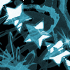 A repeating pattern of white stars with blue outlines on a dark blue background, featuring subtle light effects and motion blur.