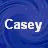 A contact sheet of two identical animated frames showing the name 'Casey' in white pixelated text on a blue background with subtle wave patterns.