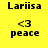 Four identical pixelated icons display 'Lariisa' text above '<3 peace' text on distinct solid backgrounds.