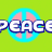 Four quadrant displays 'PEACE' text with peace symbol overlays in varying color schemes