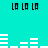Cyan background with repeated black 'LA LA LA' text and white horizontal bars in a pattern