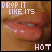 A 3x3 contact sheet of nine animated frames showing a close-up of lips with glossy red lipstick, each frame displaying the text "DROP IT LIKE ITS" at top and "HOT" at bottom in pixelated font.