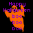 Pixelated orange ghost with raised arms and purple text 'Happy Halloween boo boo boo' on black background.