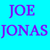Blue background with purple text displaying 'JOE JONAS' in multiple arrangements across the frame.