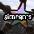 Animated icon with a star, heart, flower, two green characters, and a red-and-black background, each with distinct text overlays.
