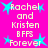 Pixelated text and blue stars on bright pink background, repeated in four identical sections with 'Rachel and Kristen BFFS Forever' text and star symbols.
