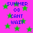 Pixelated icon with bright pink background, green stars scattered throughout, and blue text reading "SUMMER 08 CANT WAIT" in multiple instances.