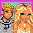Pixel art contact sheet showing two animated frames of a Valentine's Day-themed buddy icon with cartoon characters and text in heart shapes.