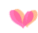 A pixelated heart shape with gradient pink and orange hues, outlined in white against a solid gray background.