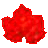 A static pixelated red shape with irregular edges and internal color variations on a gray background.