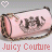 Two identical pixelated pink rectangular icons with brown borders, each featuring a heart symbol above and 'Juicy Couture' text below.
