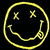 Yellow pixelated smiley face icon with X eyes and a guitar pick on the right side, next to yellow block text reading "NIRVANA" on black background.