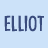 Pixelated green character with large eyes and mustache appears above gray rectangle, next to blue text reading ELLIOT THE PIRATES THAT DON'T DO ANYTHING.