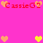 Pixelated pink background with red text 'CassieG2' and heart symbols in orange and yellow, arranged in a repeating pattern with animated heart changes.