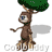 Animated contact sheet of a pixelated brown bear mascot with green tree-shaped head, blue eyes, and gray shadow, showing eight sequential frames of walking motion against white background.