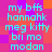 Static pixel art displays repeated text in cyan on a checkered background of purple and orange squares.