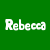 Two side-by-side display the name "Rebecca" in pixelated text, one on green background with white letters and the other on white background with green letters