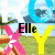 Pixelated image of a beach scene with large colorful letters and text overlays, showing animation changes in the overlaid text.