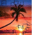 Pixelated sunset scene with palm tree silhouette against orange-red sky and blue upper background, sun visible near horizon.