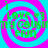 Four identical spiral patterns with alternating cyan and magenta rings, each containing green text reading 'i LOVE #3 my @user ERIN' in a pixelated font.
