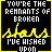 A black background with yellow borders displays repeated text and pixelated shapes, showing animation changes in star positions and shape details across frames.