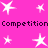 A static image with a bright pink background featuring white star shapes and repeated text "Competition Competition" in dark pixelated font.