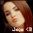 Two side-by-side animated frames of a pixelated cartoon-style icon featuring a woman with long brown hair, closed eyes, and pink lips, each frame displaying the text "Jojo" and a heart symbol in different colors.