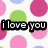 Pixelated image with colorful polka dots and text overlays reading 'i love you', '-cough-', '-sneeze-', 'sorry, im allergic to bullshit' on pink background.