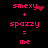 Pixelated pink text and symbols on black background with two animation states showing heart and sparkle effects.