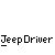 A contact sheet of five animated frames showing variations of the text "JeepDriver" and related letter combinations in a pixelated font with black letters on white background.