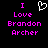 Pixelated text and a heart symbol on black background, with pink text reading "I Love Brandon Archer" in two identical vertical