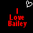 Pixelated red text 'I Love Bailey' on black background with white heart symbol above, two identical static frames side-by-side.