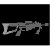 Pixelated grayscale icon showing a stylized 'D' with a curved tail, transitioning from a lighter to darker shade
