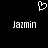 Pixelated white heart symbol above two identical 'Jazmin' text instances on black background.