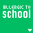 Green background with white pixelated text reading 'ALLERGIC TO school' in two identical sections, plus a small heart symbol below.