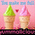 Pixelated ice cream cone characters with green and pink scoops on a pink background, featuring text overlays.