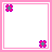 Animated sequence of pink flower icons and 'LAURA' text with green stems, arranged in a pattern on white backgrounds with pink borders