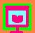 Pixelated static buddy icon featuring a computer monitor with a pink heart symbol on its screen, surrounded by layered colored borders.