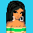 Pixel art contact sheet showing multiple frames of an animated character in green and beige attire with text elements "we asians got to goin on" against a blue background.